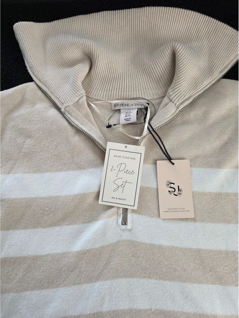 Sincerely Jules striped quarter zip sweater size XS new with tags - Picture 3 of 6